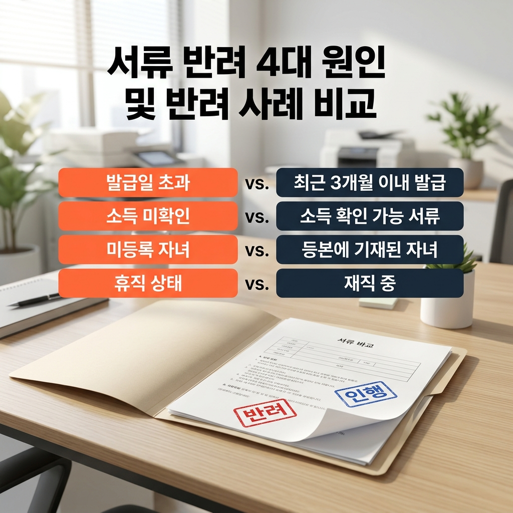 언제나어린이집 야간보육 서류 거부 반려 사례 비교표