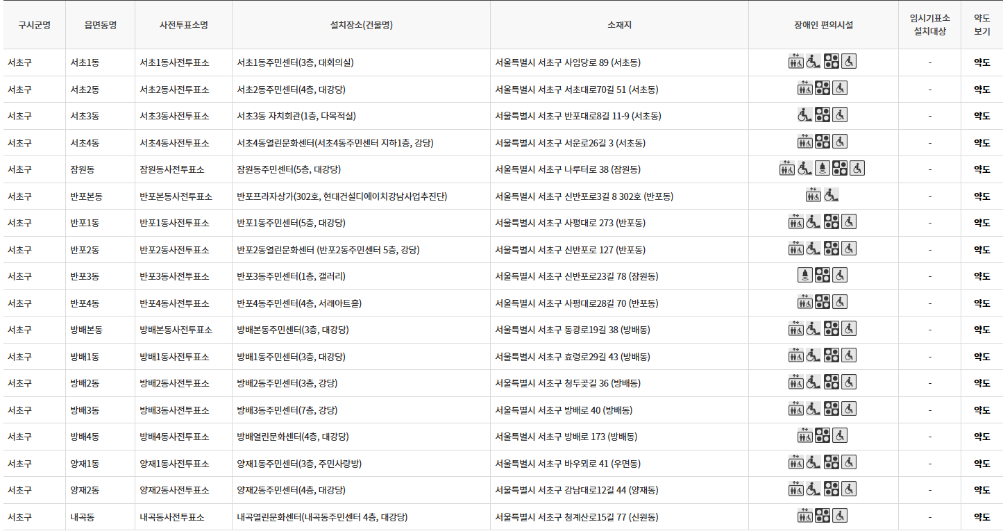 서울 서초구 사전투표 투표장소 투표소 위치 투표 방법