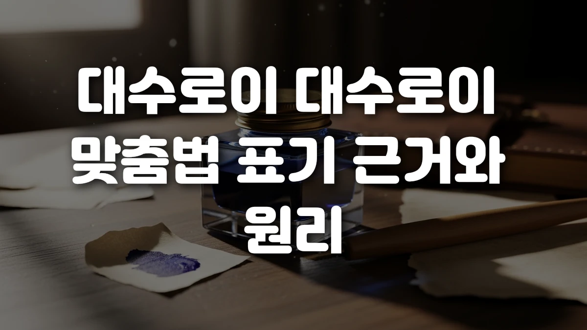 대수로이 대수로이 맞춤법 표기 근거와 원리