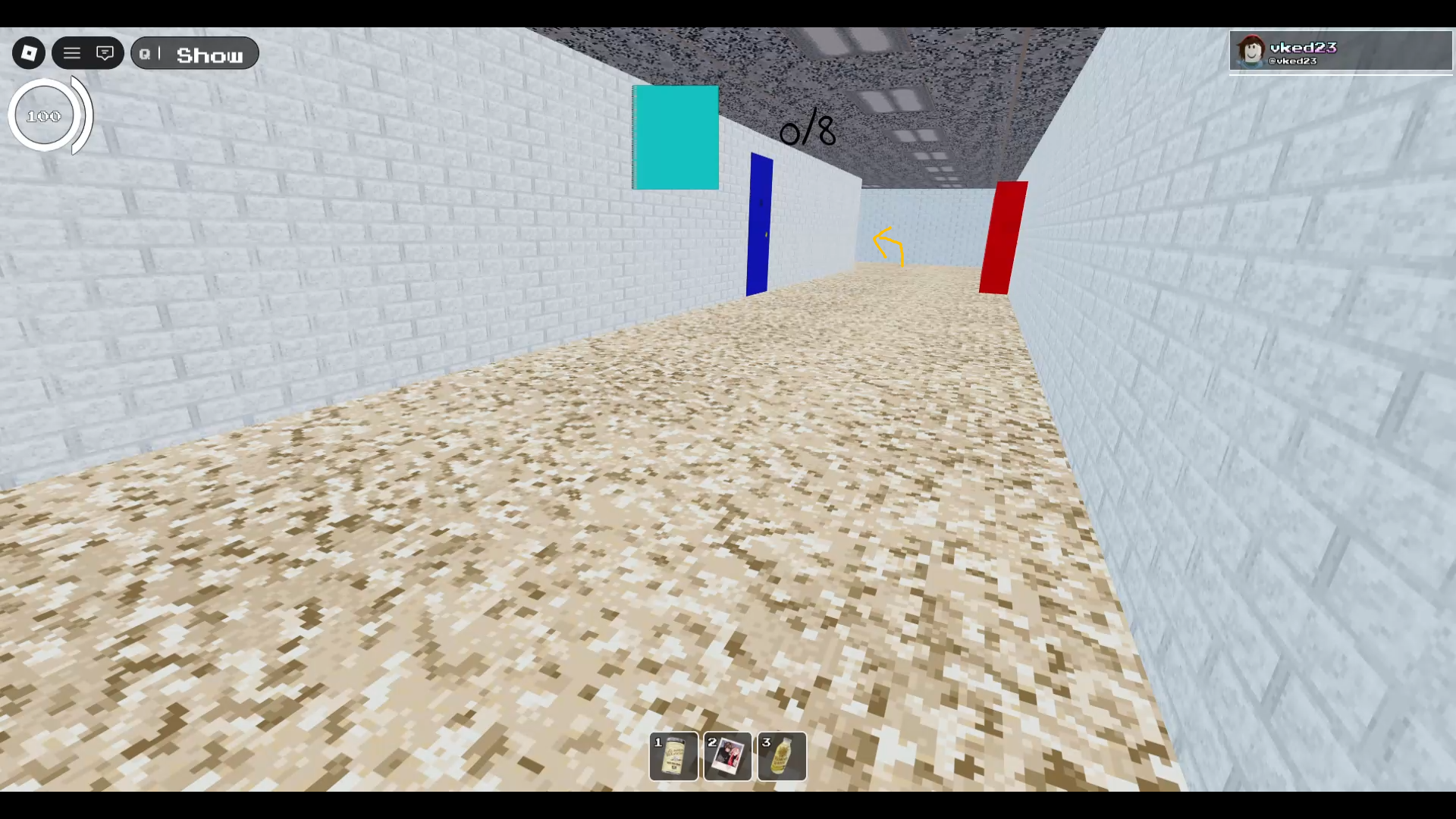 로블록스 백룸 리댁티드 기초적인 학교 갈림길 오른쪽 방향 (Roblox Backrooms Redacted Basic School Navigation)