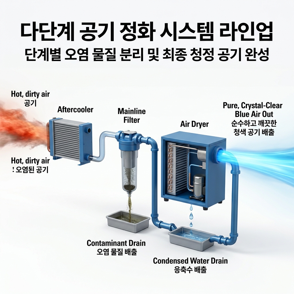 압축공기 청정화의 기초 배관 속 3대 오염물질과 청정화 기기가 필요한 이유
