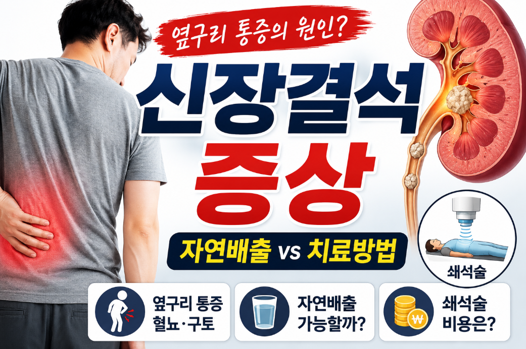 신장결석 증상｜옆구리 통증&middot;자연배출&middot;쇄석술 비용