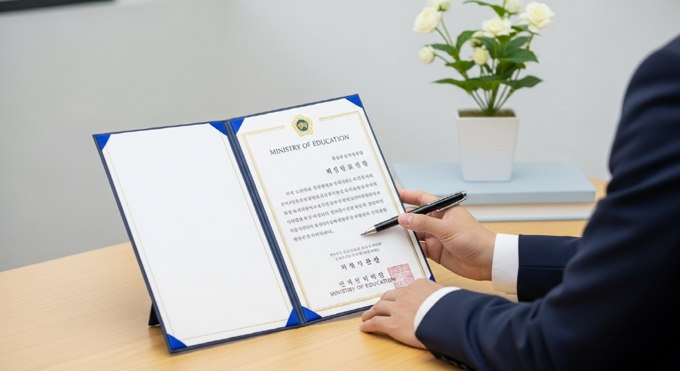 자격증 발급을 암시하는 장면