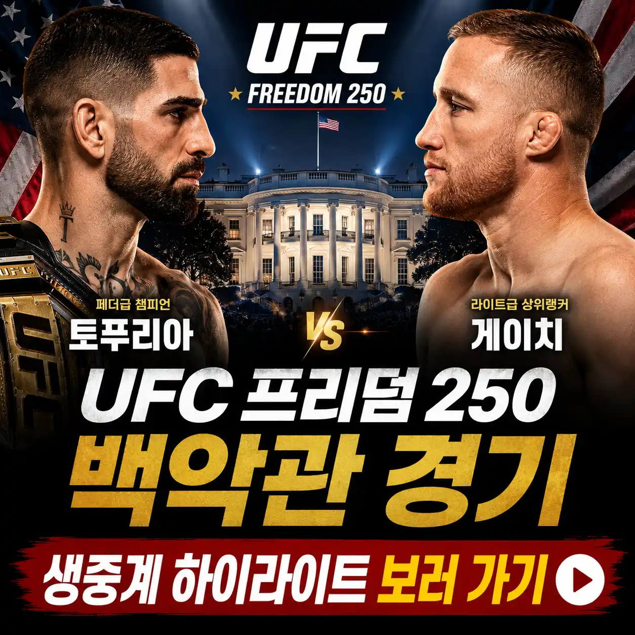 UFC 프리덤 250 백악관 경기 생중계 하이라이트 보러 가기 글의 썸네일