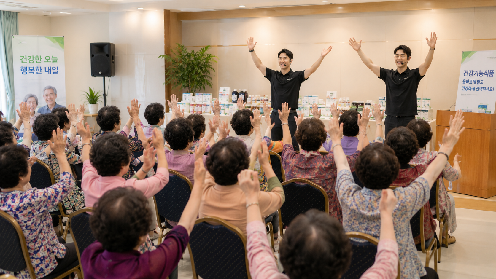 어르신 홍보관, 건강식품 판매, 무료 사은품, 홍보관 영업