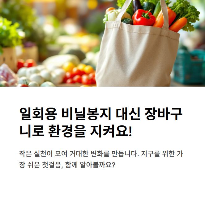 일회용 비닐봉지 대신 장바구니! 작지만 강력한 환경 보호 습관