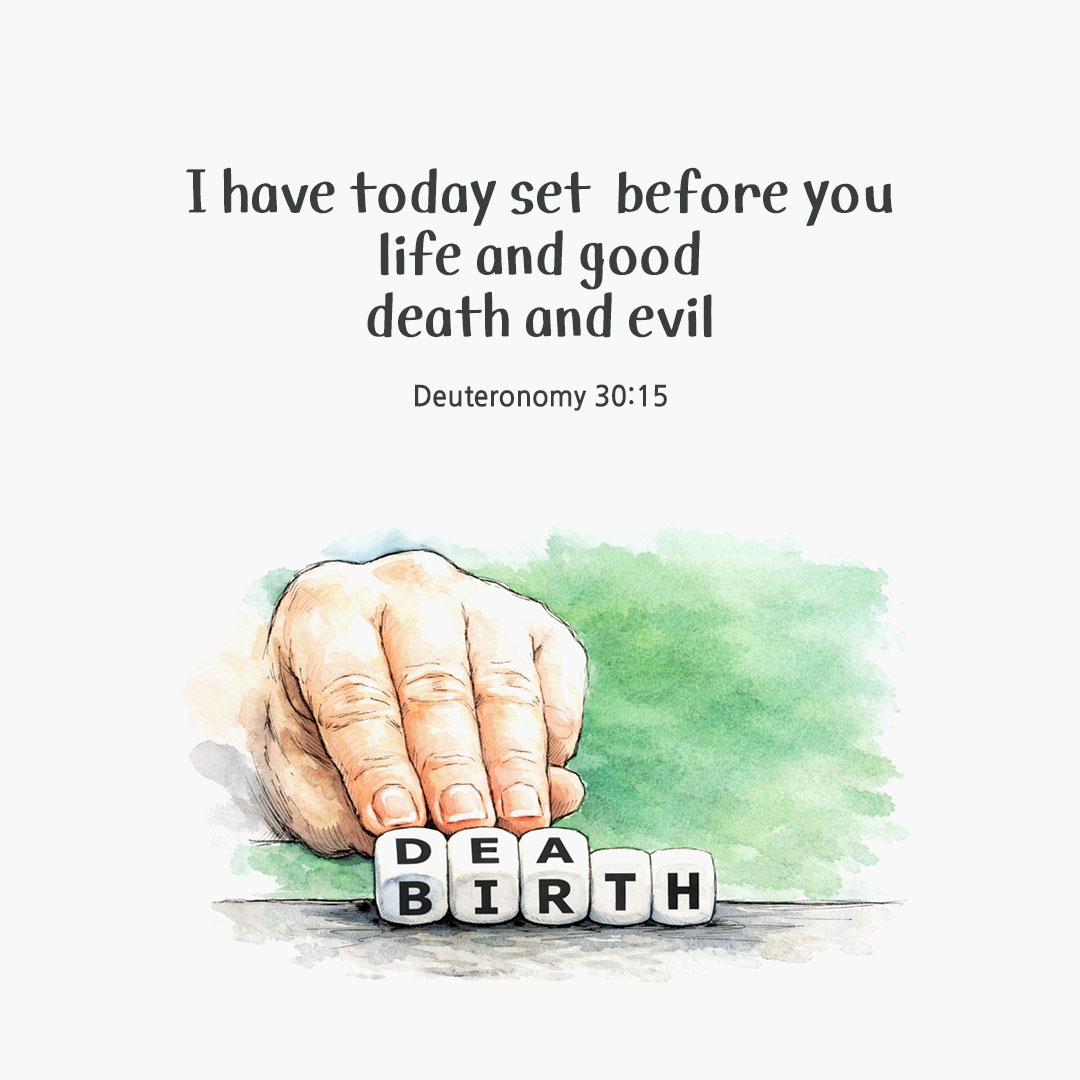 See, I have today set before you life and good, death and evil. (Deuteronomy 30:15) pieonane Daily Bible quote image