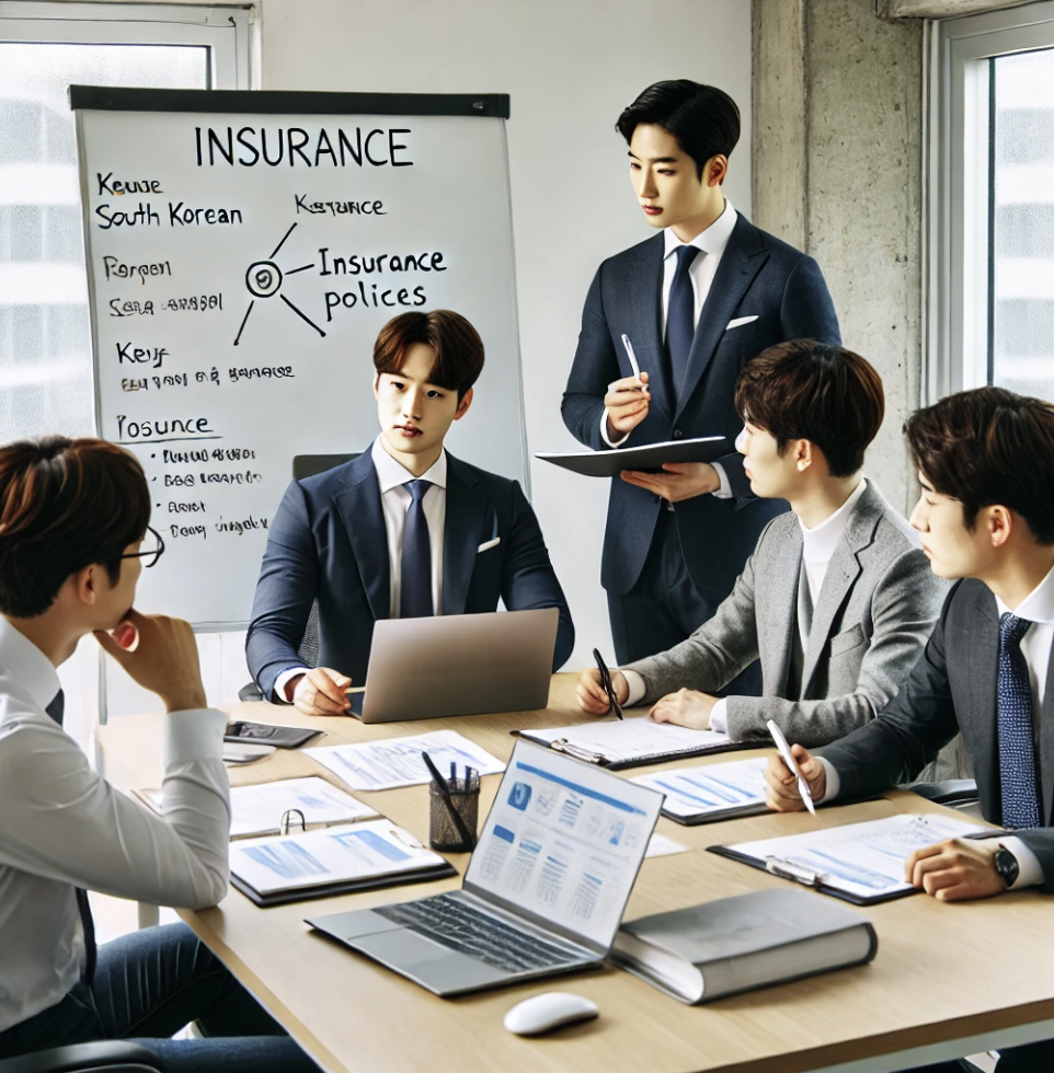  산재보험 관련 회의를 진행하는 모습.