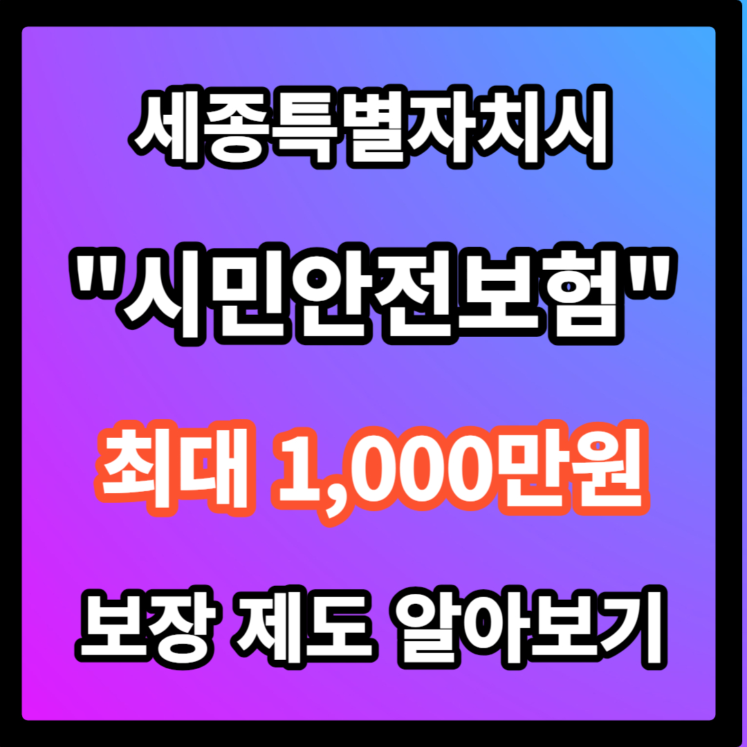 세종 시민안전보험 최대1000만원 보장 방법