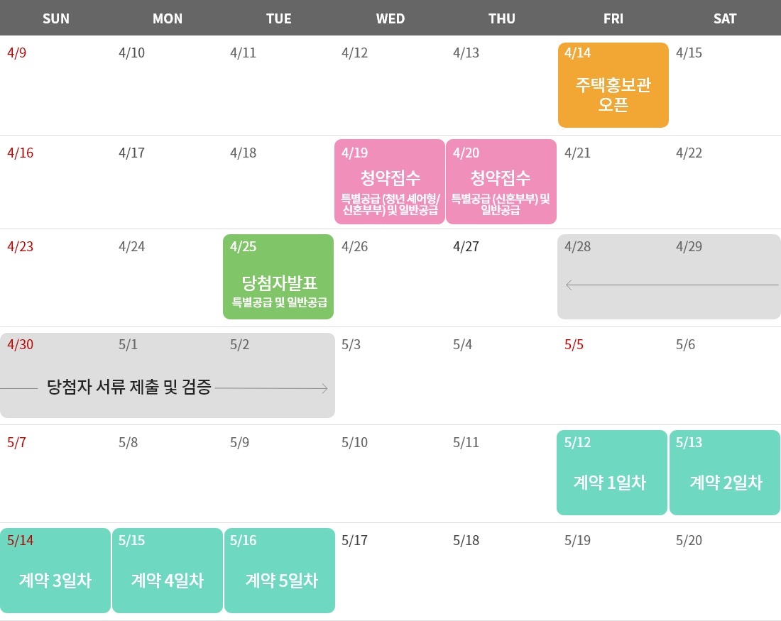 검단신도시 AB9BL 우미 린 리버포레-분양일정캘린더
