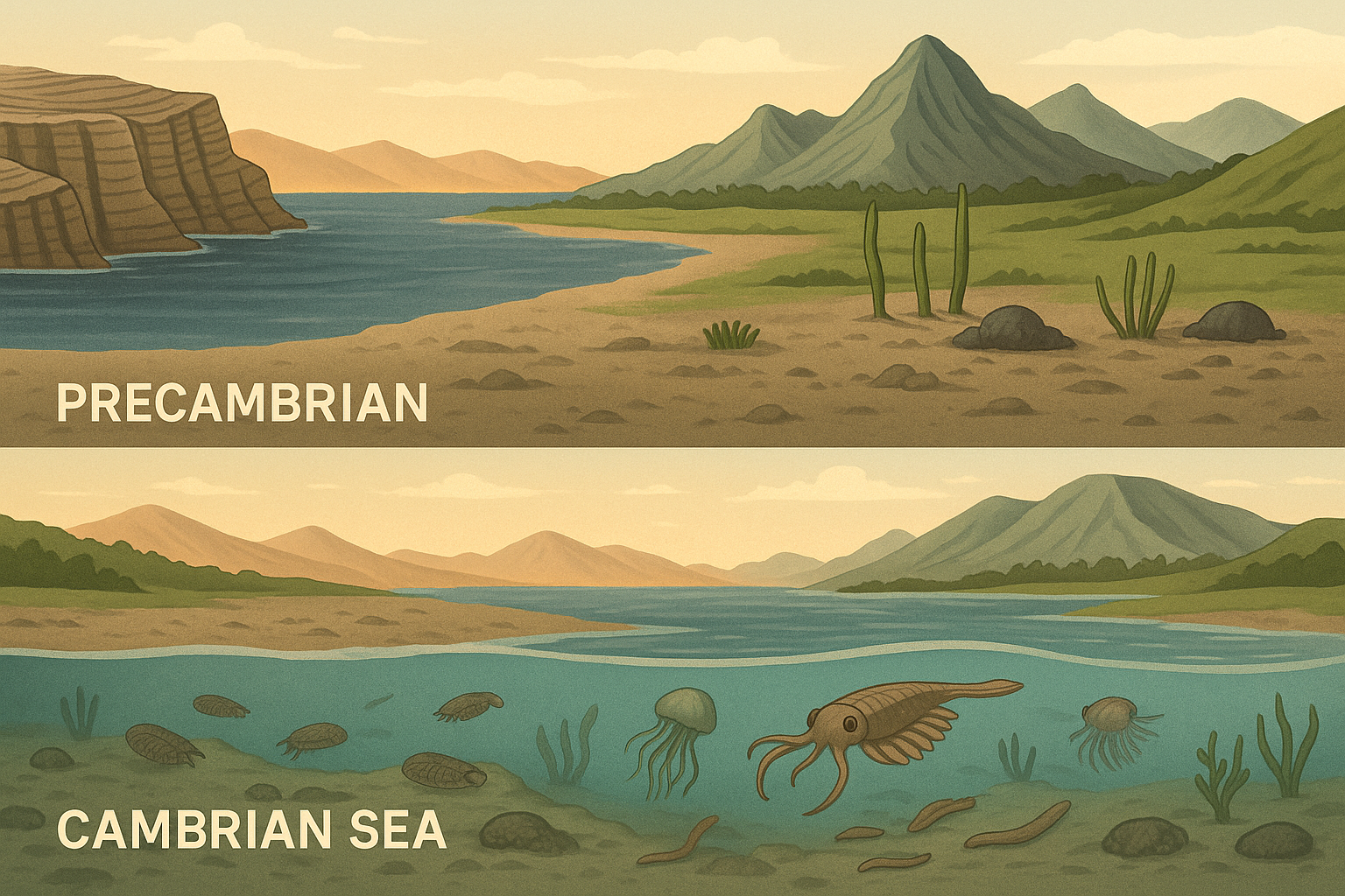 선캄브리아시대 캄브리아기 뜻 시기별 특징 생물