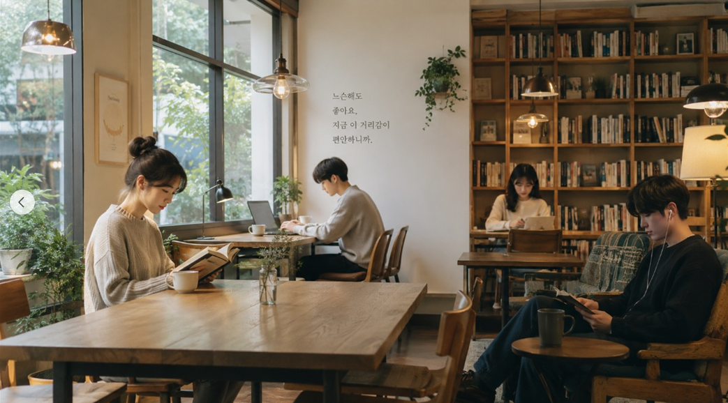 각자의 시간을 보내며 편안한 거리감을 유지하는 모습