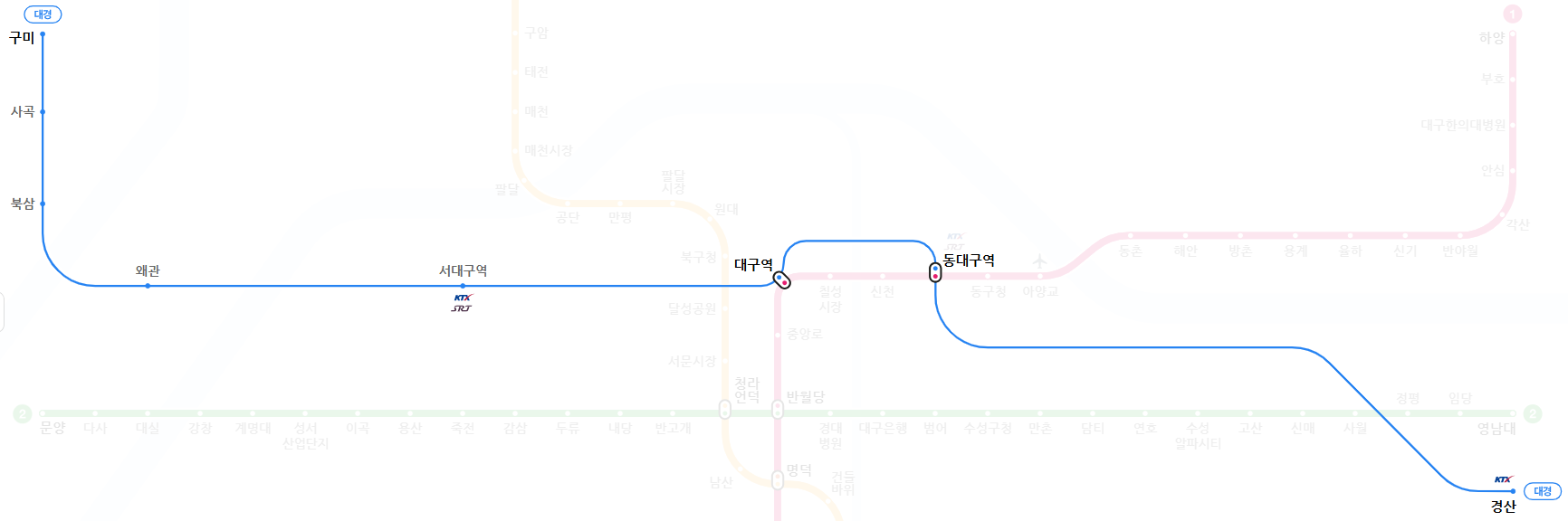 대경선(대구권 광역철도) 노선도