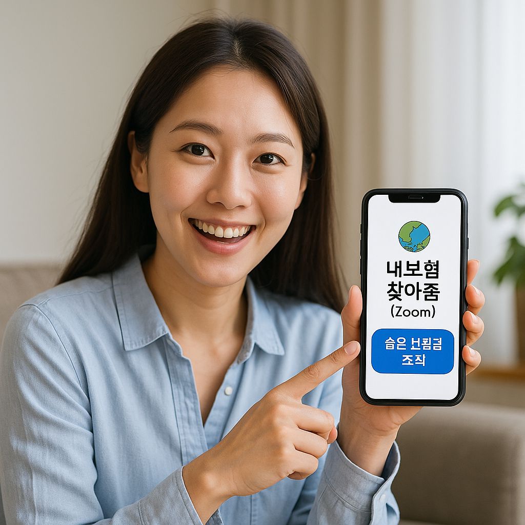 내보험 찾아줌 앱을 안내하는 여성