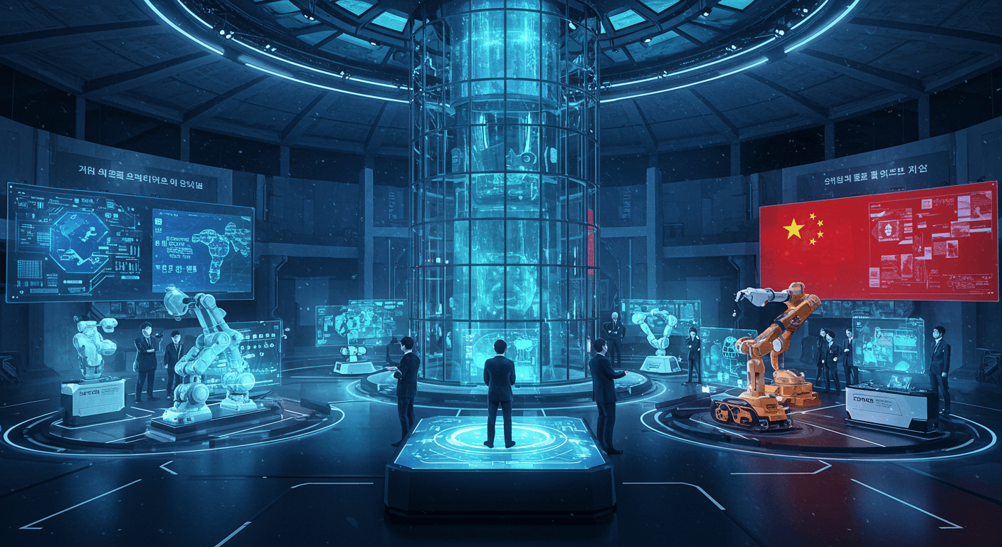 한국이 미국&middot;중국과 함께 AI 기술 경쟁에 참여하는 국제 미래 정상 회의 장면 3