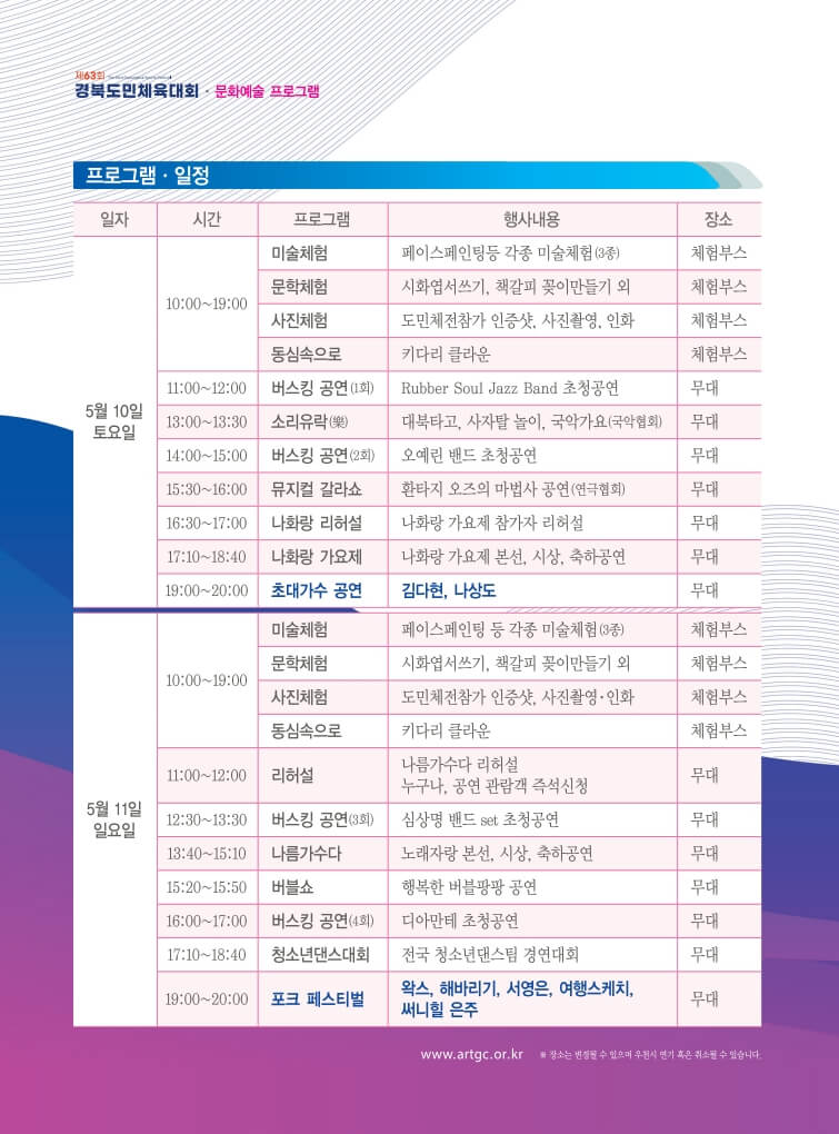 제63회김천경북도민체전문화예술프로그램