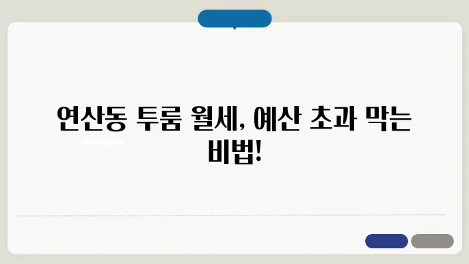 부산시 연제구 연산동 투룸 월세 시세, 가격비교