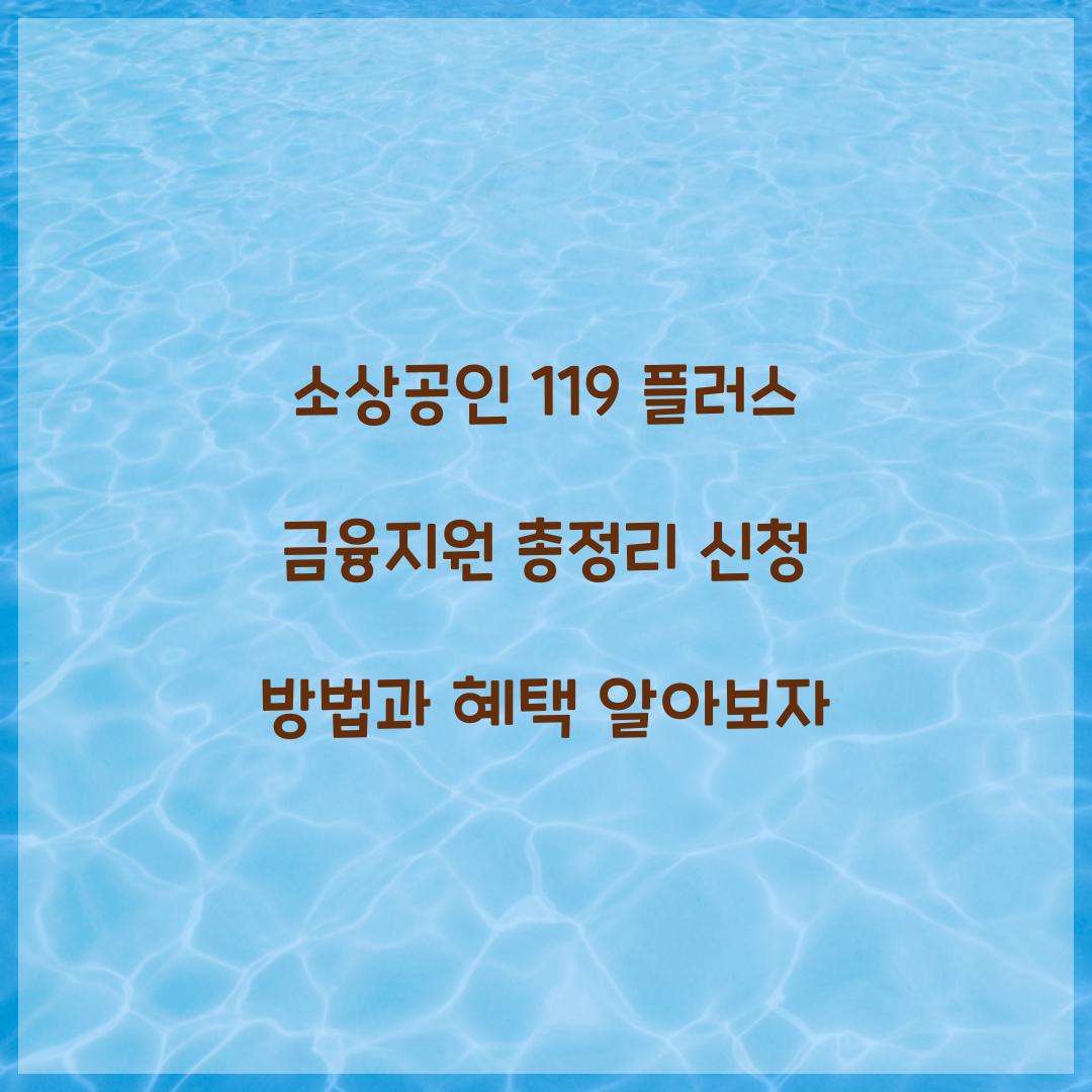 소상공인 119 플러스 금융지원
