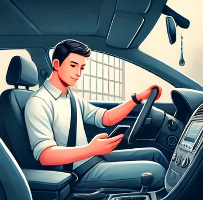 자동차 안에서 대리운전을 부르는 사람