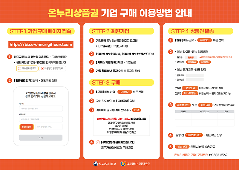 온누리 상품권 기업 구매 이용방법 안내