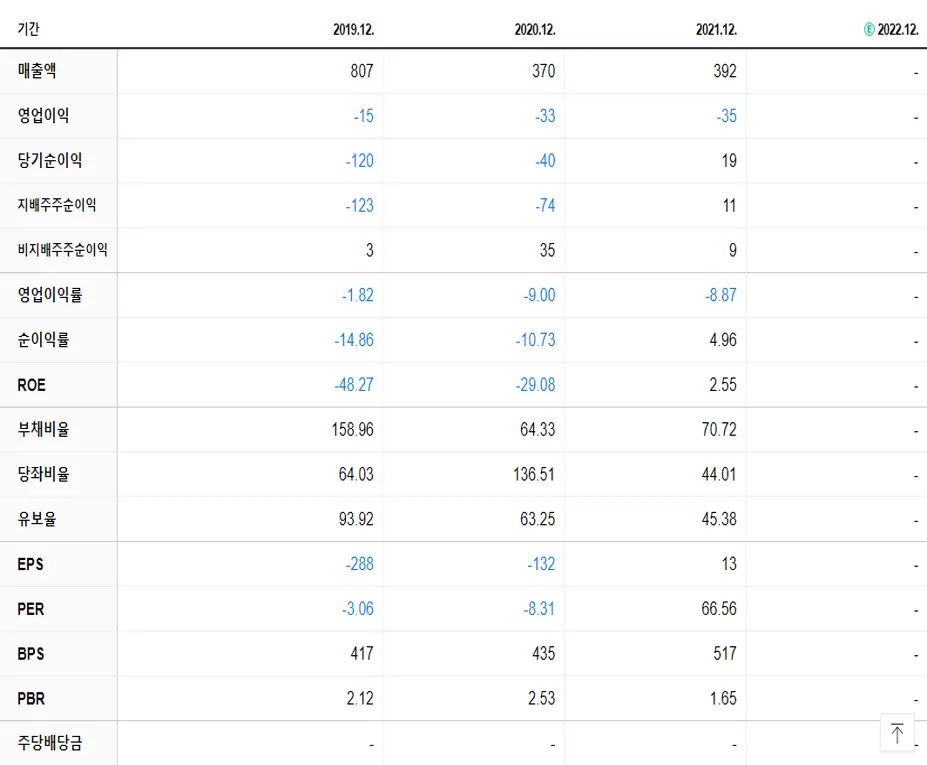 시티랩스 재무제표
