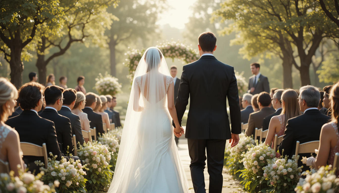 여자와 남자가 손을 잡고 결혼