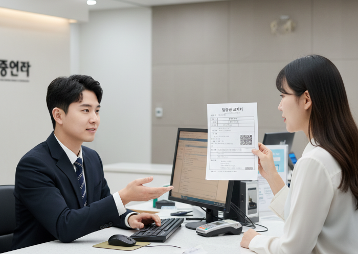 신입생 등록금 고지서 금액과 납부 계좌 정보가 표시된 서류