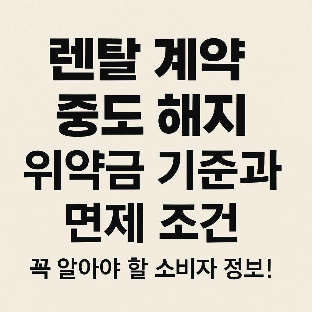렌탈 계약 중도 해지 시 위약금 기준과 면제 조건을 안내하는 텍스트 이미지