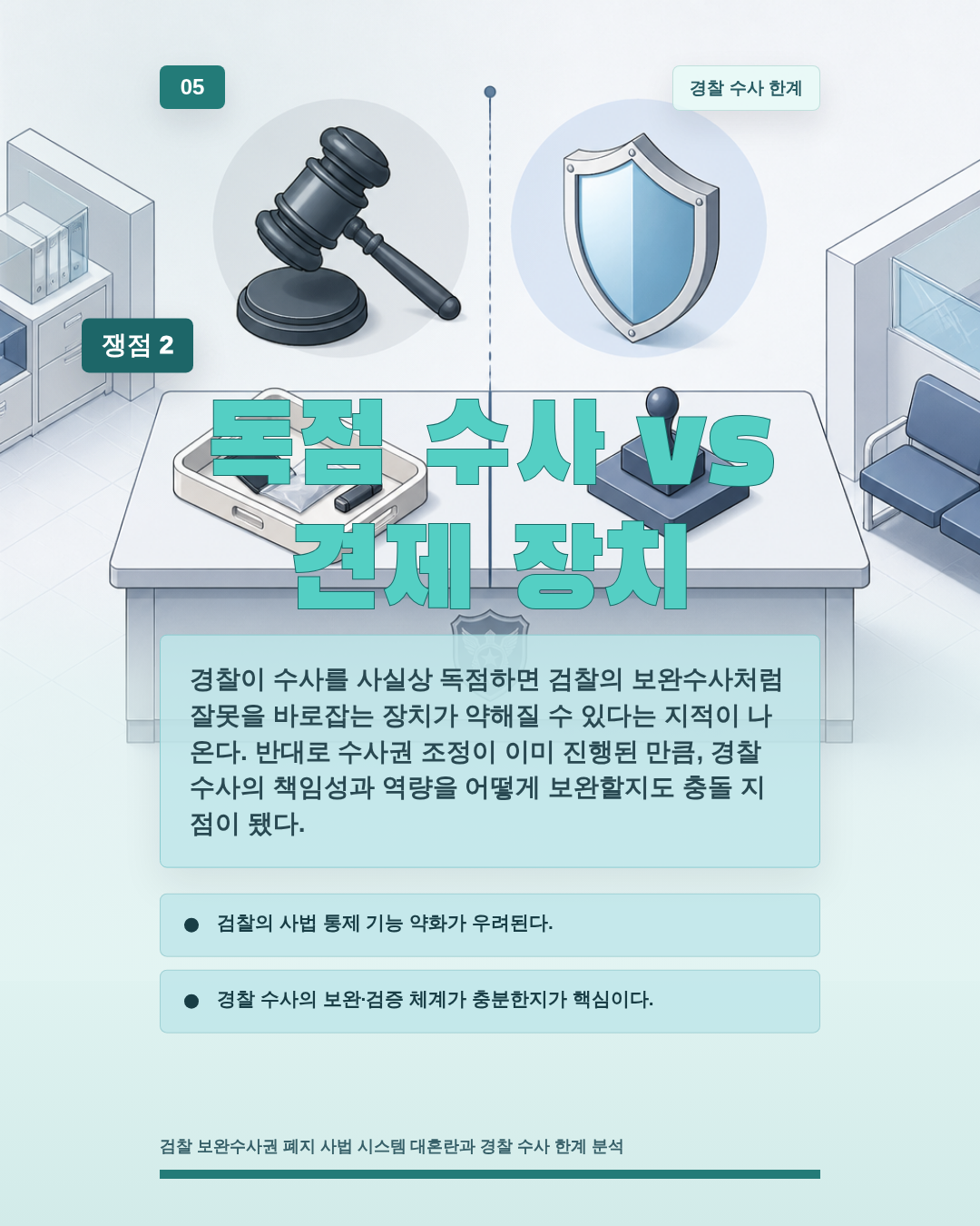 독점 수사 vs 견제 장치
