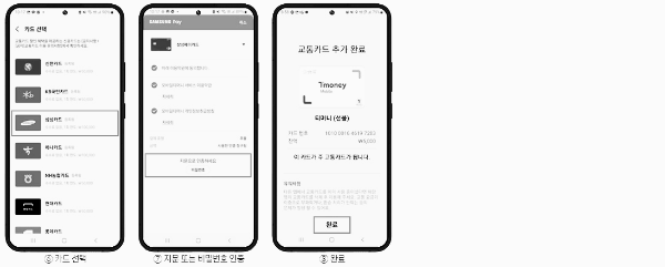 삼성페이 사용법: 카드 선택 후 본인 인증