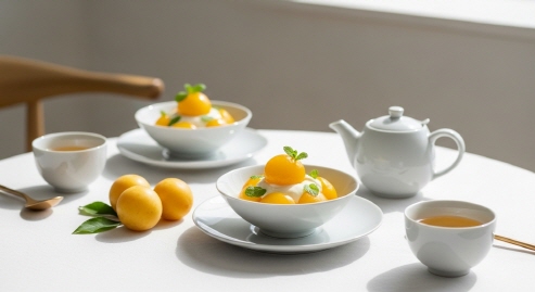 여름 테이블, 매실 디저트 세팅