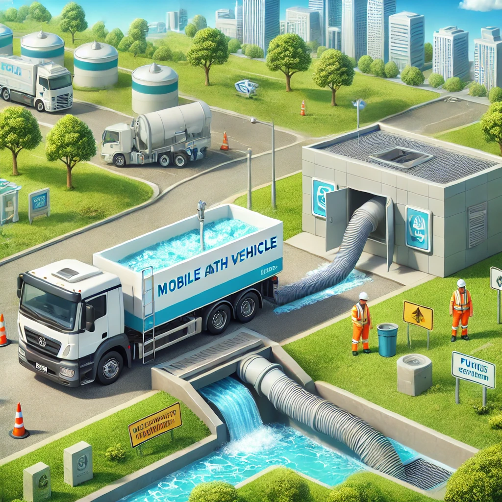 이동식 목욕차량의 배수 처리 방법