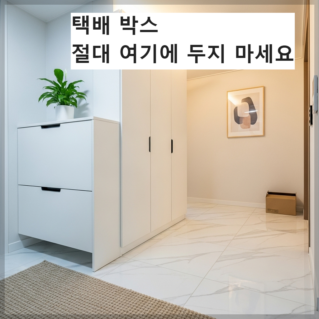 택배 박스와 잡동사니 없이 깨끗하게 정리된 한국 아파트 현관 인테리어