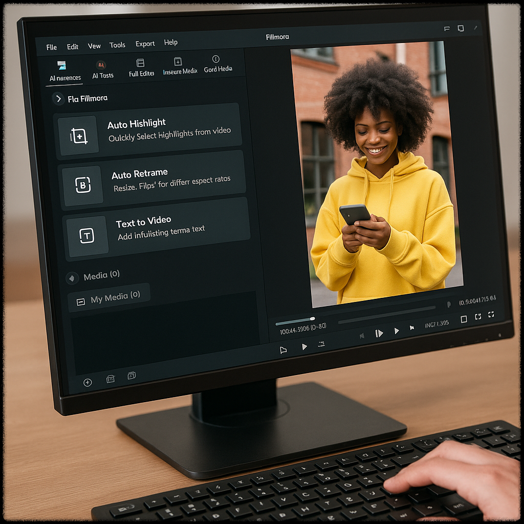 AI 영상 편집 툴로 숏폼 콘텐츠 편집을 하고 있는 모습