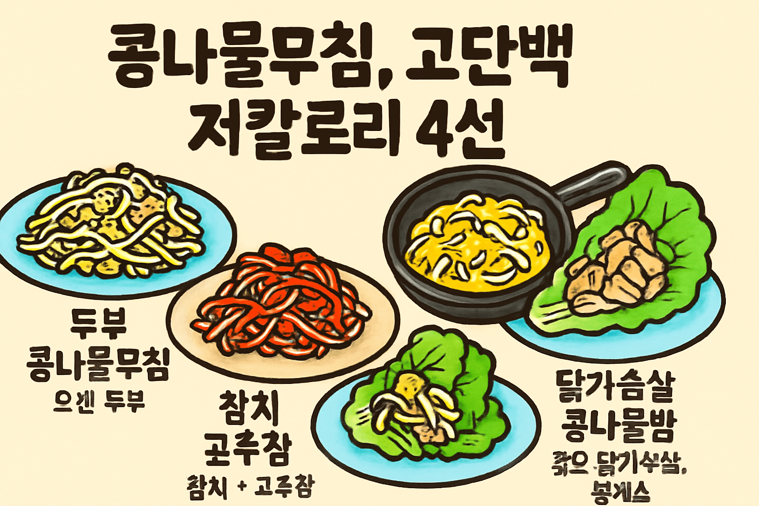 콩나물무침, 고단백 저칼로리 4선