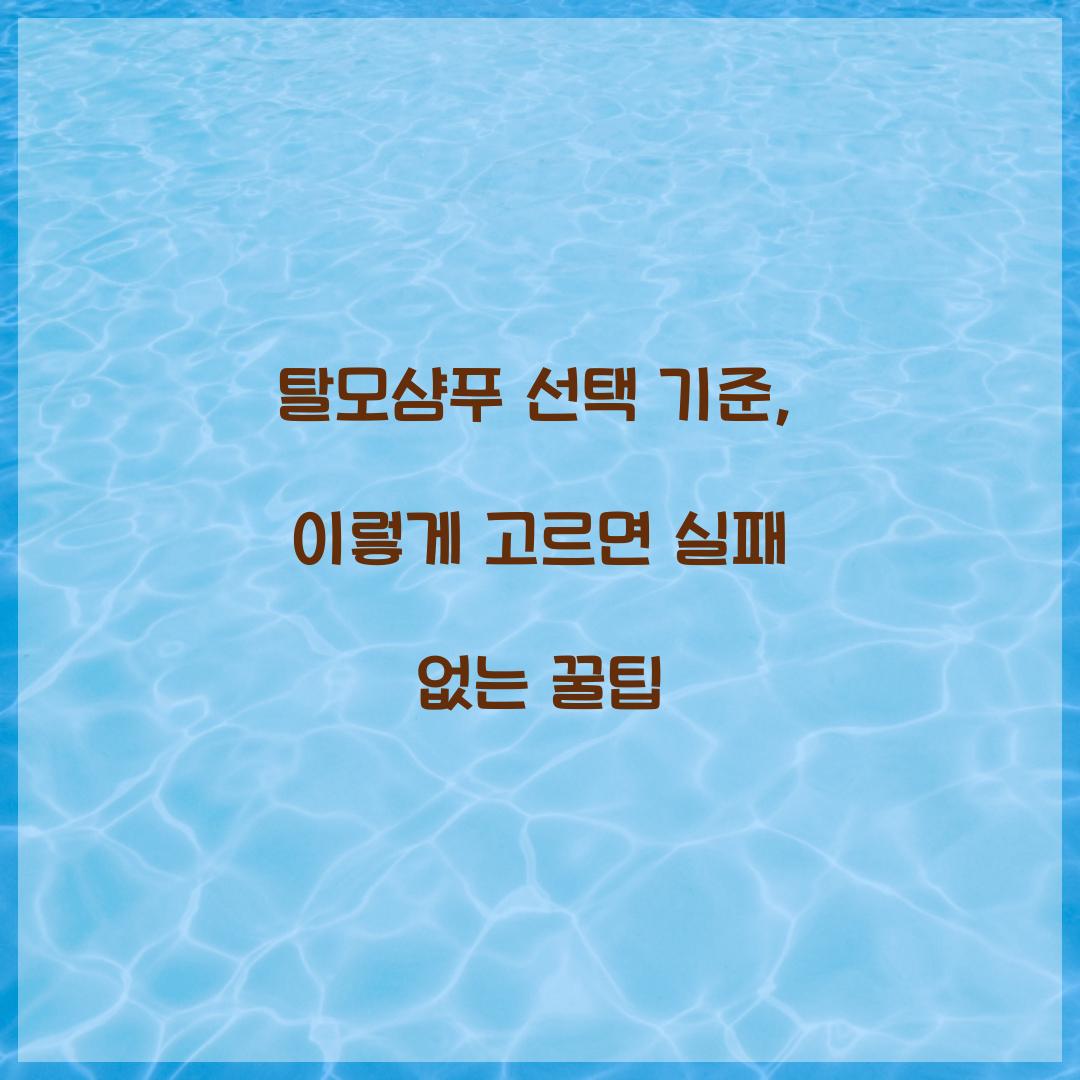 탈모샴푸 선택 기준