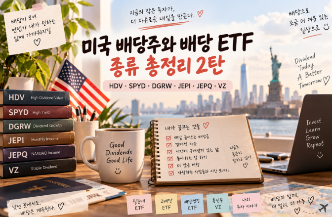미국 배당주와 배당 ETF 종류 총정리 2탄｜HDV&middot;SPYD&middot;DGRW&middot;JEPI&middot;JEPQ&middot;버라이즌