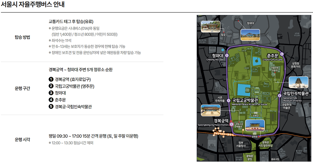 서울시 자율주행버스 안내