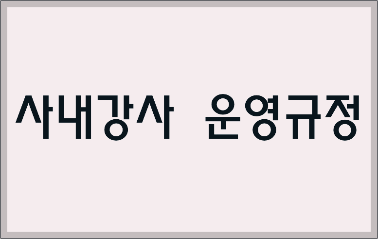 사내강사 운영규정