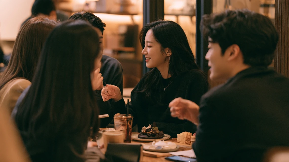 카페 모임을 즐기며 편안해진 동료들