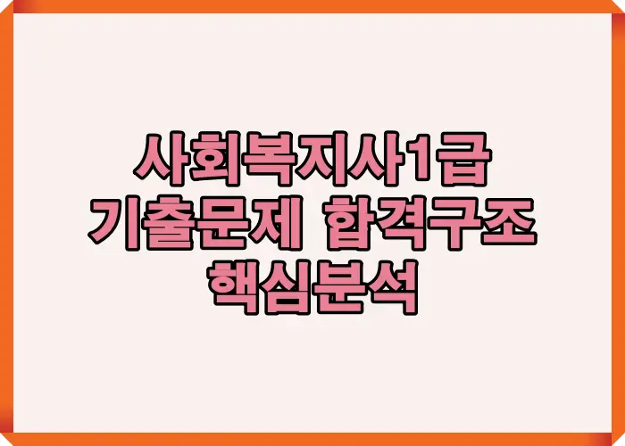 사회복지사 1급 기출문제를 기반으로 합격으로 이어지는 반복 출제 구조와 핵심 흐름을 분석해 한눈에 이해할 수 있도록 정리한 이미지입니다
