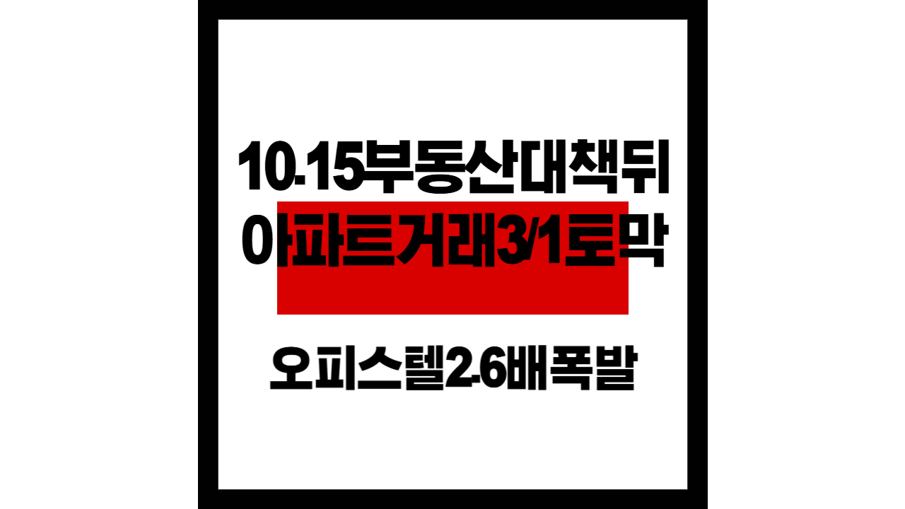 10·15 부동산 대책 뒤…아파트 거래 ‘3분의 1 토막’, 오피스텔 ‘2.6배 폭발’