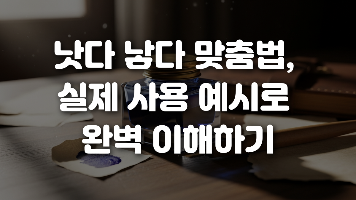 낫다 낳다 맞춤법 실제 사용 예시로 완벽 이해하기