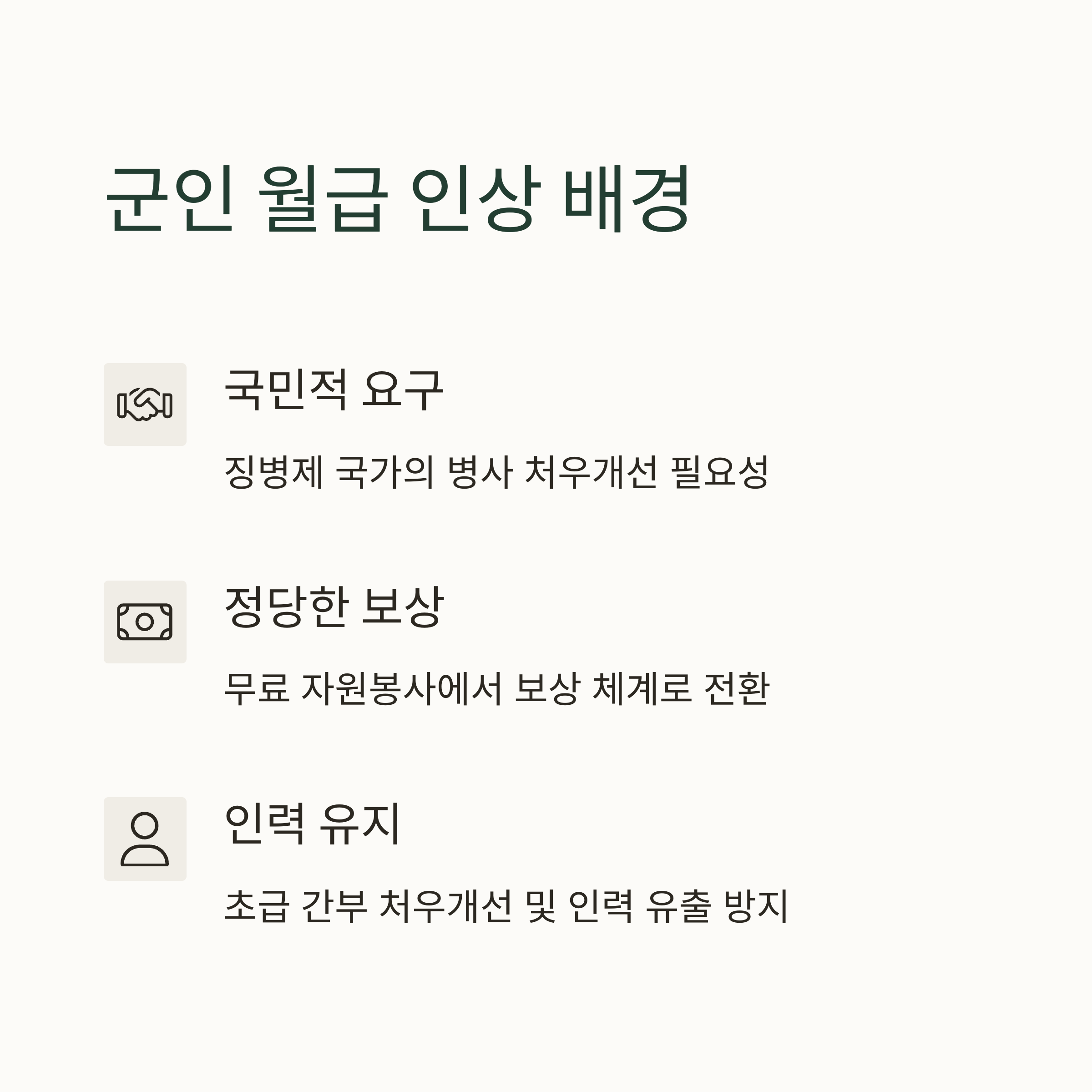 군인 월급 인상의 배경