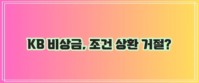 국민은행 비상금대출 조건, 상환, 거절 사유 총정리