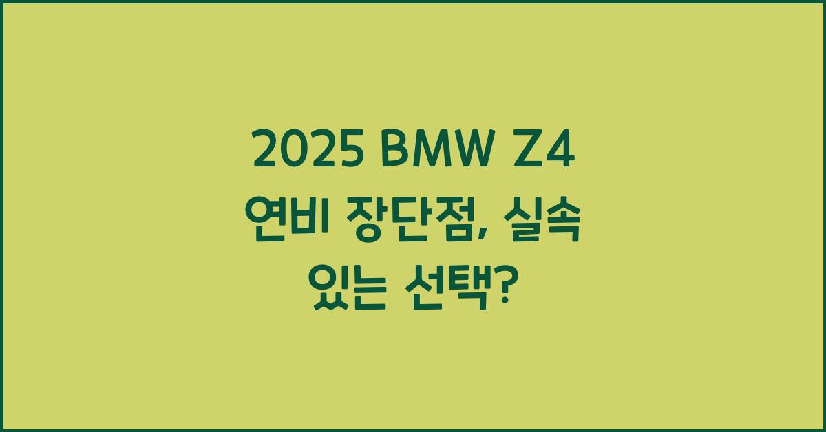 2025 BMW Z4 연비 장단점