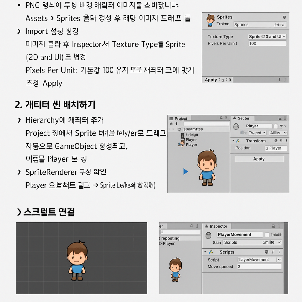 Unity에서 PlayerMovement 스크립트를 Player 오브젝트에 연결하고 Move Speed 값을 설정하는 화면
