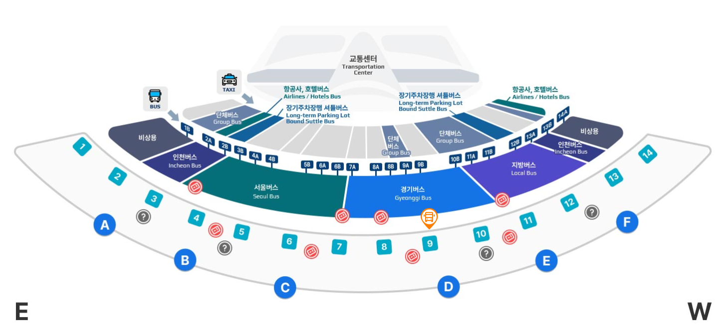 인천공항에서 명지병원 리무진 공항버스(3200번) 제 1여객터미널 타는 곳