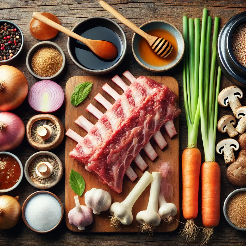 준비 재료
돼지고기 갈비 1kg
양파 1개, 대파 1대, 당근 1개, 표고버섯 4개, 무 1/4개
간장 6큰술, 설탕 2큰술, 꿀 1큰술, 다진 마늘 2큰술, 생강 1작은술
맛술 2큰술, 참기름 1큰술, 후추 약간, 깨소금 약간