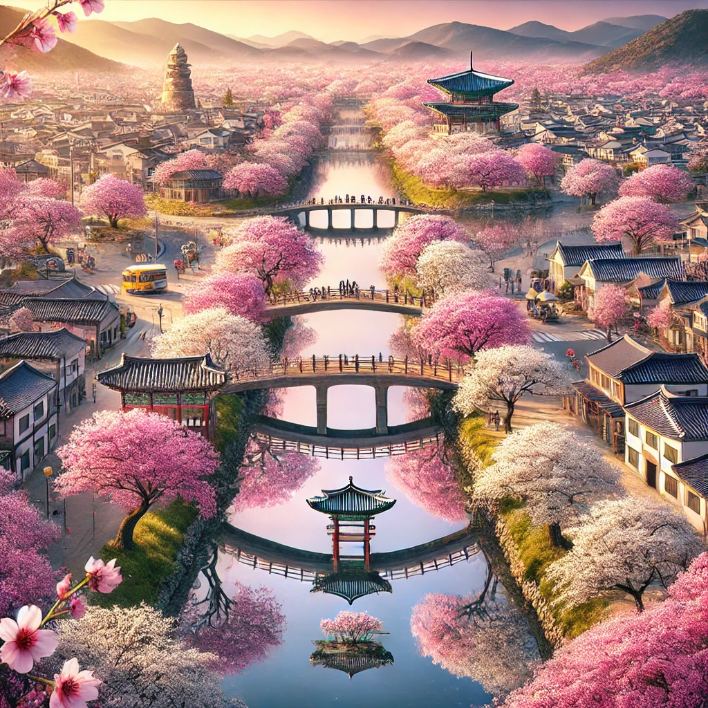 벚꽃이 만개한 지역의 모습